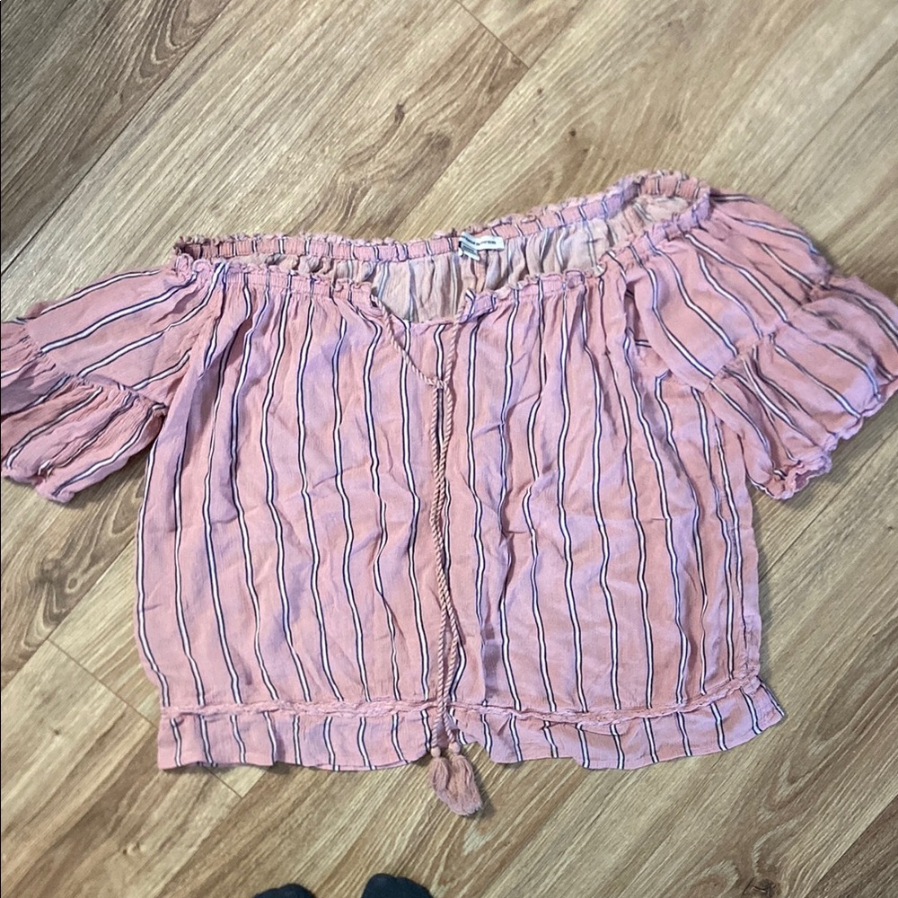 American Eagle Pink off the shoulder blouse